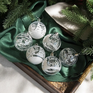 Christmas Tree Hanging Ball Ornaments Transparent Acrylic Painted Glitter Holiday Home Festive Decorations