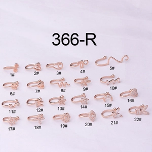Rose gold copper non-piercing clip-on nose rings and ear cuffs with zircon insets