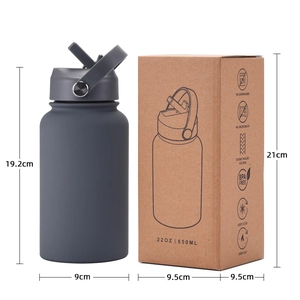 650ml stainless steel vacuum sports water bottle with handle and 22oz packaging box