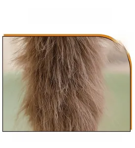 Detail of plush brown faux fur texture on pony pendant showing soft fluffy material