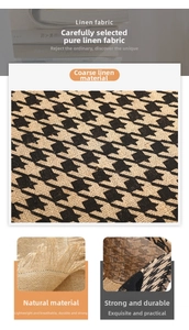 Detail of vintage houndstooth jute fabric with durable stitching and linen texture
