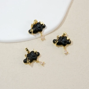 Chic black cloud pendant with golden lightning and crystal water drop charm