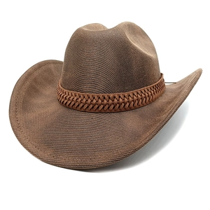 Western Cowboy Hat Wide Brim Polyester Snake Tie-Dye Pattern Retro Fedora Jazz Hat For Men Women With Braided Band