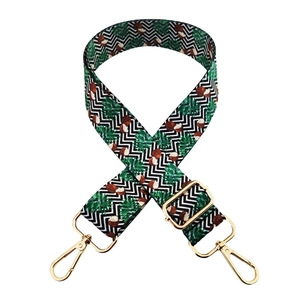 Adjustable wide shoulder strap for cross-body bags with tropical palm leaf pattern