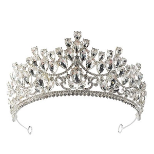 Macro view of detailed silver alloy bridal tiara with sparkling crystal embellishments
