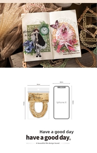 Detailed view of vintage lace paper frames with size comparison for scrapbooking