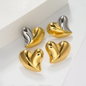 Polished 18K gold-plated heart earrings set featuring dual-tone and classic gold finishes