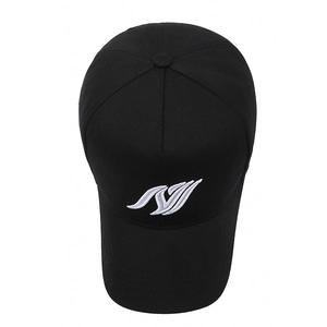 Casquette de baseball noire en coton avec broderie blanche haute densité sur le devant