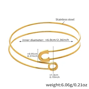 Detailed size specifications for 18k gold plated stainless steel geometric bangle bracelet