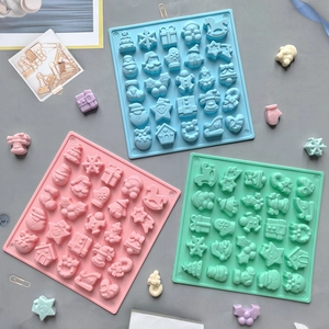 25-cavity Christmas silicone chocolate mold with tree and snowflake shapes for baking
