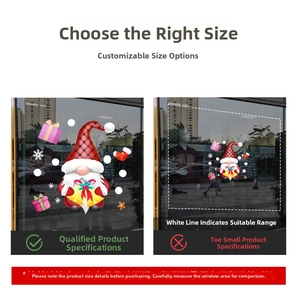 Comparaison montrant la taille correcte des autocollants de fenêtre gnome de Noël pour vitres