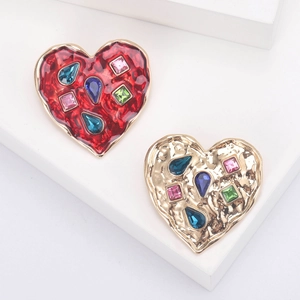 Elegant Vintage Heart Alloy Rhinestone Brooch For Women Colorful Enamel Pin Decorative Clothes Fashion Jewelry Gift Accessory