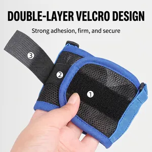 Breathable mesh pet muzzle with double velcro straps for secure dog bite and bark control