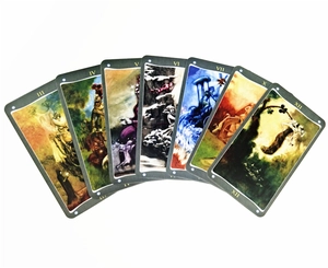 Detailed fan layout of Sea Soul Journey Oracle cards numbered from III to XII