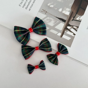 Christmas red and green plaid mini bowknot set for hair accessories and pet decor
