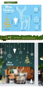 Detailed dimensions of geometric elk and Christmas tree double-sided window stickers