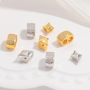 925 Sterling Silver Cubic Zirconia Beads Rhombus Star Oval Shapes For Jewelry Making DIY Charm Bracelet Necklace