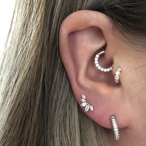 S925 sterling silver crown and flower stud earrings set with sparkling CZ stones