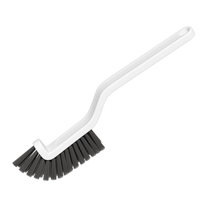 L-shaped crevice cleaning brush with long handle and stiff bristles for gaps and corners