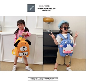 Bonitas mochilas de animales para guardería con diseños de perro y vaca para niños