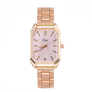 Montre À Quartz Pour Femme Petit Carré Or Rose Bracelet En Métal Strass Élégante Mode Bijoux Montre Pour Femme
