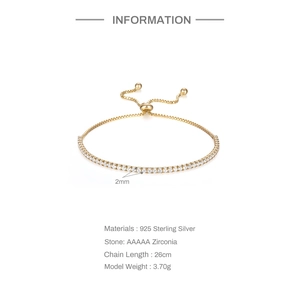 Detail view of 925 sterling silver gold-plated tennis bracelet with AAAAA zirconia stones