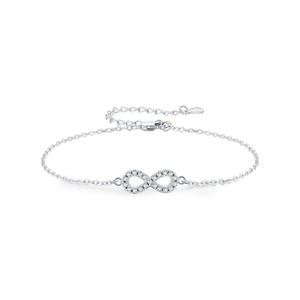 S925 sterling silver Mobius bracelet with sparkling D color moissanite infinity charm