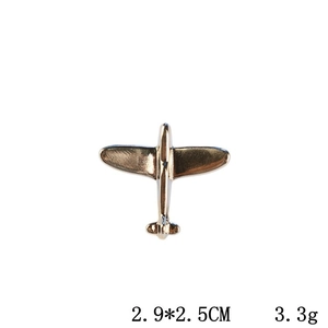 Polished gold airplane engine brooch, 2.9x2.5cm vintage style metal aviation accessory