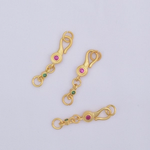 Chiusure a gancio a S dorate con gemme rosse e verdi per braccialetti fai da te