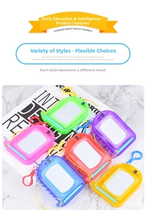 Detailed view of colorful mini dinosaur magnetic drawing boards with pens and hooks