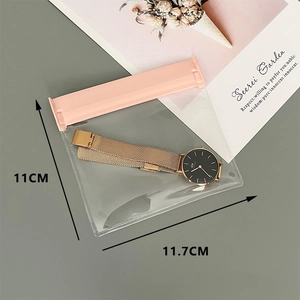 Detail view of pink EVA matte jewelry storage bag showing 11x11.7cm dimensions