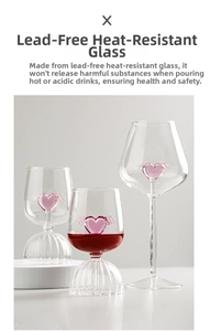Macro detail of high borosilicate glass stems with pink winged heart decorations