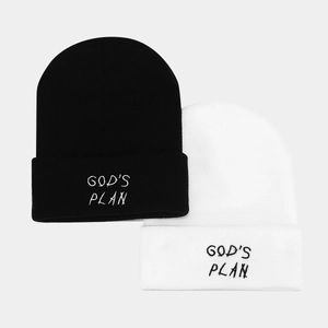 Bonnets en tricot noir et blanc avec broderie GOD'S PLAN pour la mode d'hiver unisexe