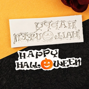 Silicone mold for Happy Halloween letters and pumpkin DIY baking and chocolate crafts