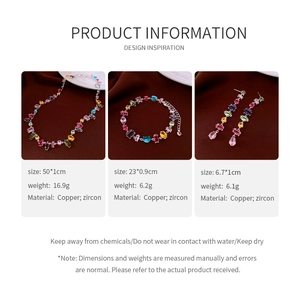 Detaillierte Produktinformationen für Zirkonia Schmuckset mit Halskette Armband und Ohrringen