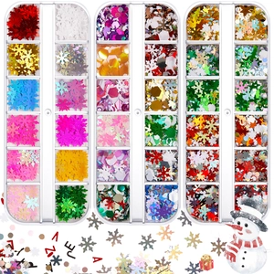 Christmas Nail Art Sequins Snowflake Laser Holographic Glitter Mixed Colors Festive Decoration For Winter DIY Manicure