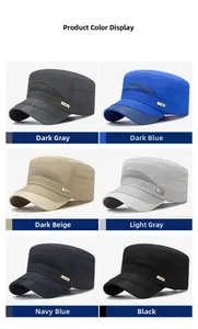 Detailed grid view of quick-dry sun hats in six colors with breathable mesh panels