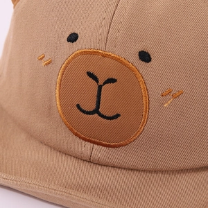 Casquette de baseball kaki pour bébé avec oreilles d'ours et broderie mignonne