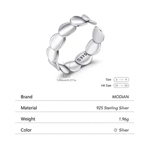 Irregular fish scale round disk open ring in S925 sterling silver for women