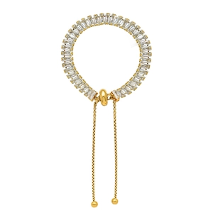 Bracciale in acciaio inossidabile placcato oro 18k stile francese con zirconi brillanti