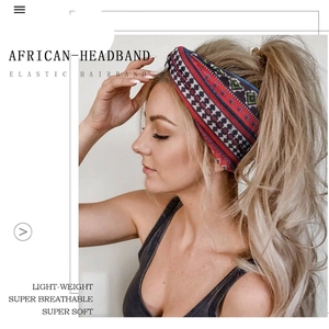Ethnic print elastic headband with geometric patterns, soft and breathable for sports