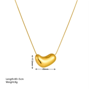 18k gold plated stainless steel snake chain necklace with bean pendant and dimensions
