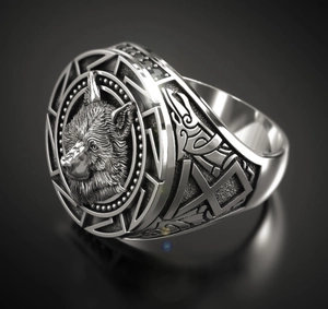 Men Wolf Head Ring Antique Silver Color Alloy Retro Viking Warrior Nordic Mythology Gothic Punk Jewelry Accessory