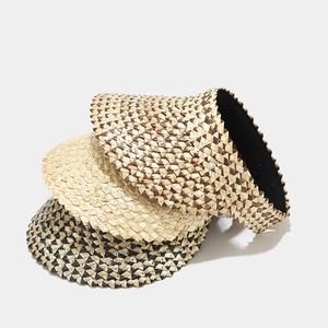 Straw sun visor hats for women in three colors with handmade braided texture and open top
