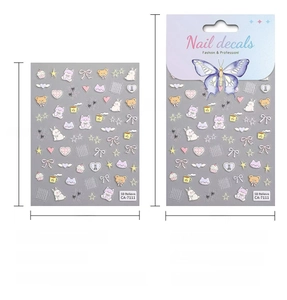 5D relievo nail stickers with cute cartoon patterns and packaging dimensions detail