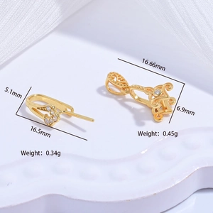 S925 sterling silver gold plated clover earring hooks with zircon and dimensions