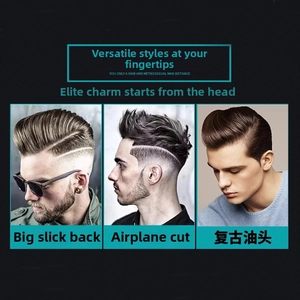 Guide showing slicked-back, faux hawk, and retro pompadour styles for men's hair combs