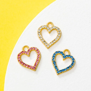 Hollow Heart Charms Zinc Alloy Rhinestone Faux Artificial Pearl DIY Jewelry Accessories For Necklace Bracelet Earrings
