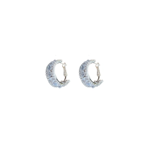 Elegant C-shaped silver-plated hoop earrings with sparkling cubic zirconia pavé setting