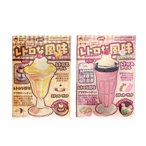 Retro Japanese-style sticker book set for scrapbooking featuring cafes and desserts